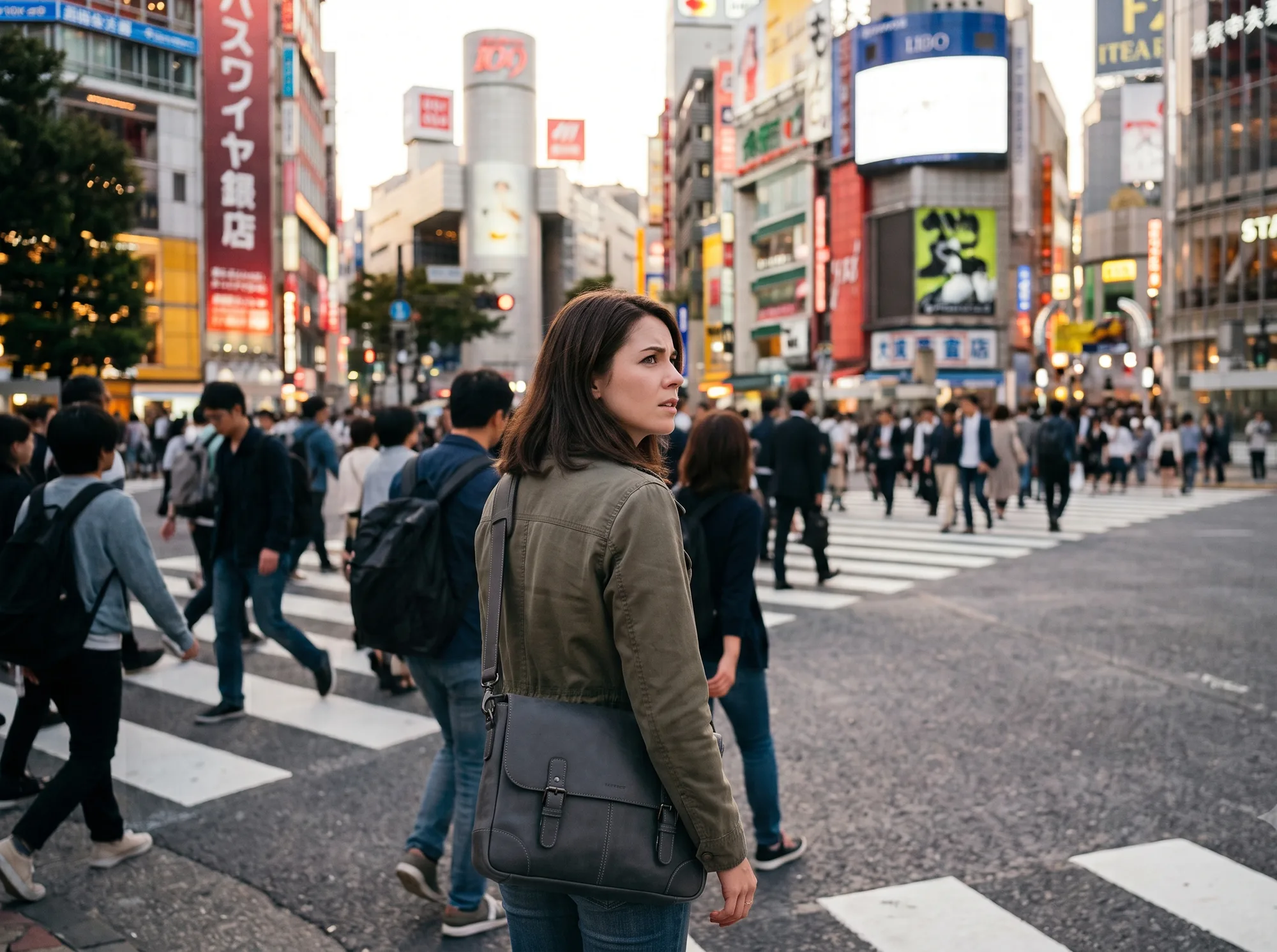 אישה עם תיק צד עומדת בצומת שיבויה ההומה בטוקיו - ניתוק תושבות מס וטופס 1348